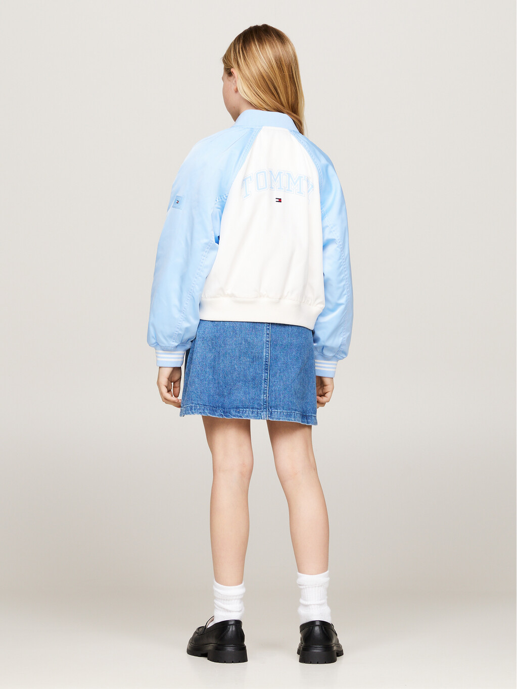 Varsity Back Logo Relaxed Bomber Jacket, Vessel Blue, hi-res