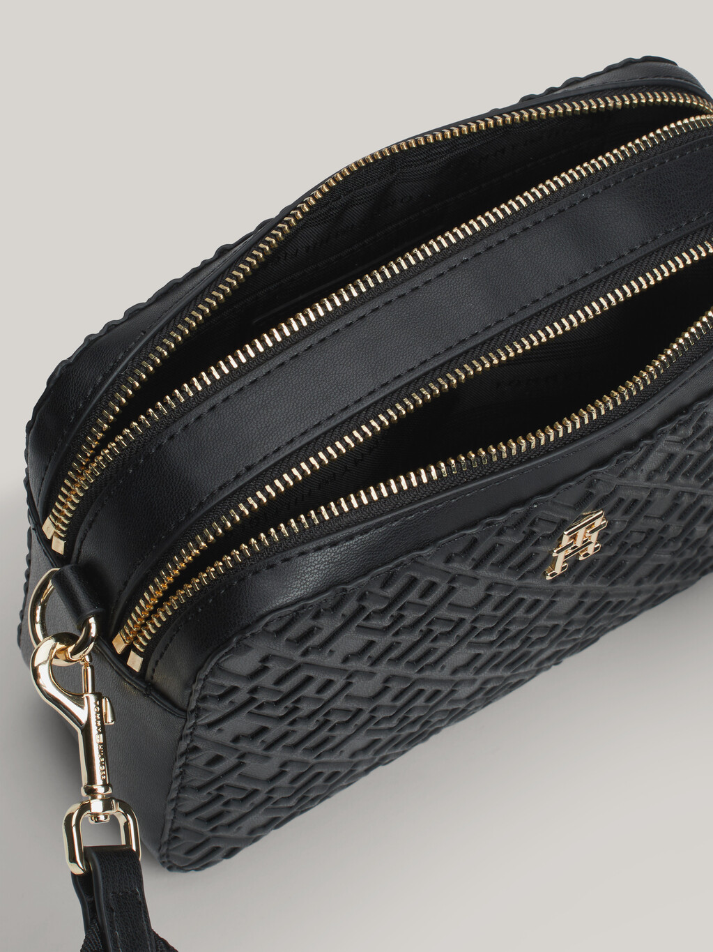 TH Monogram Embossed Camera Bag, Black, hi-res