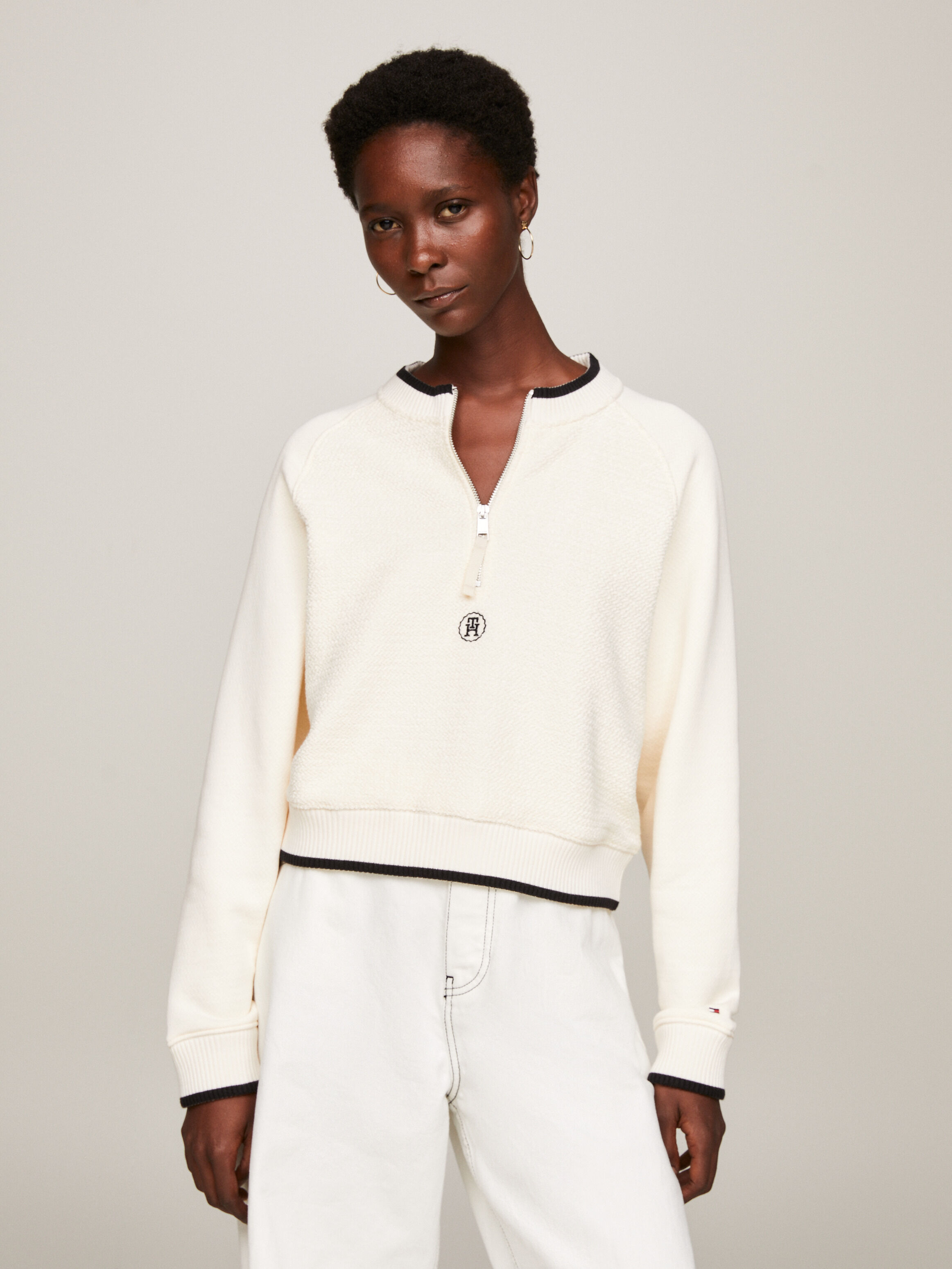 Half zip deals cropped sweatshirt