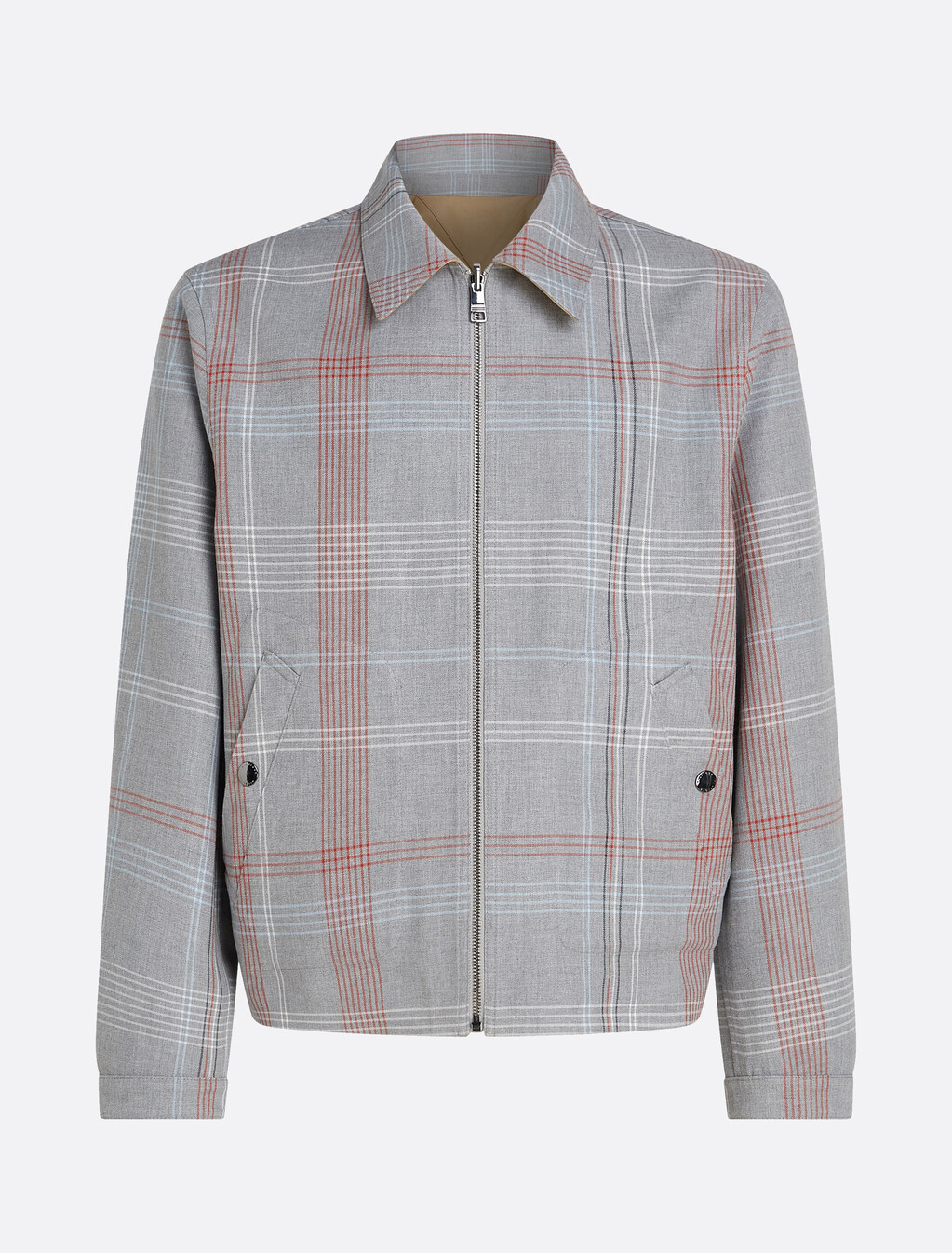 Check Zip-Thru Water Repellent Overshirt Jacket, Medium Grey Heather, hi-res