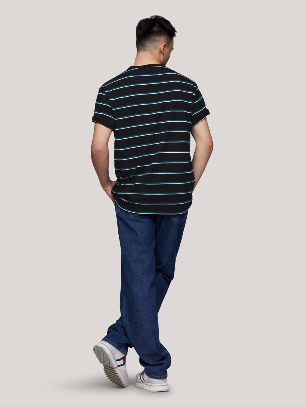 Stripe Transitional Cotton T-Shirt, Black, hi-res