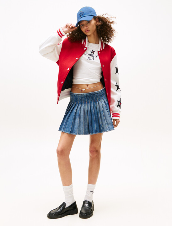 Tommy Girl Denim Pleated Mini Skirt