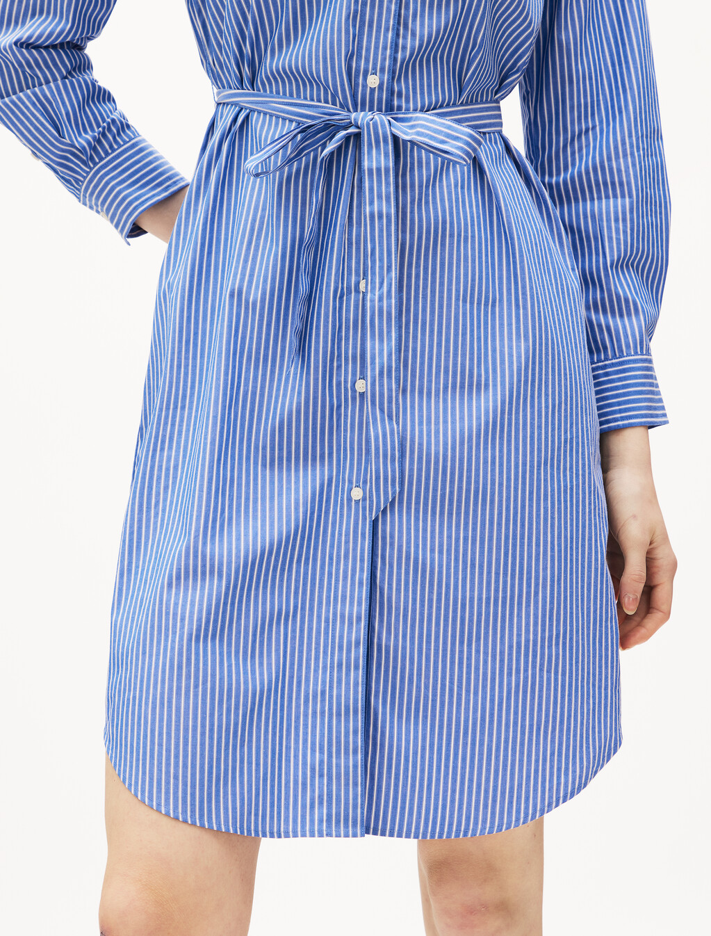 Asia Fit Essential Poplin Shirt Dress, Blue Stp, hi-res
