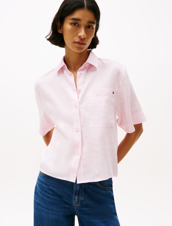 Relaxed Fit Short Sleeve Linen Shirt