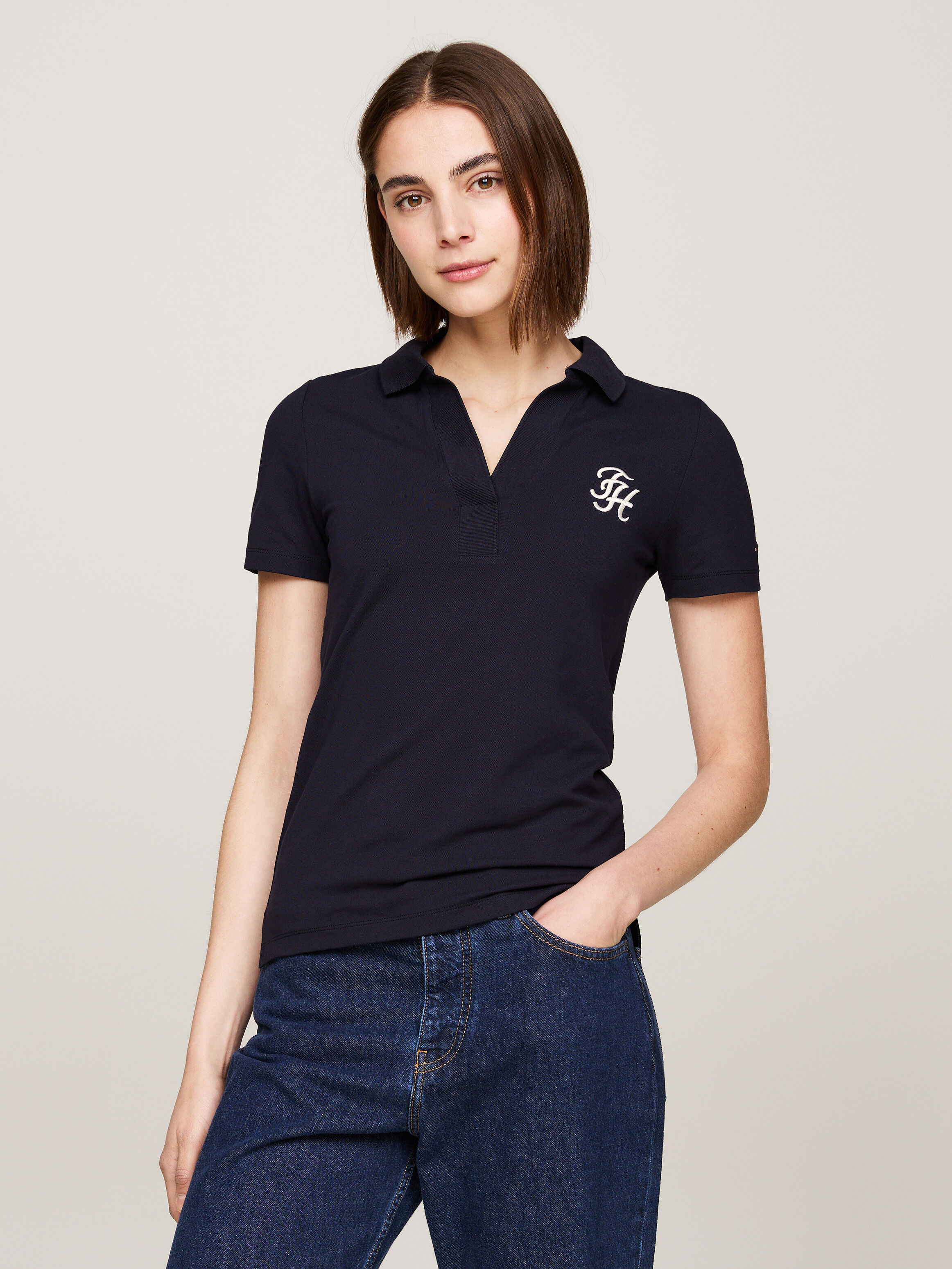 Blue polo t shirt women's best sale