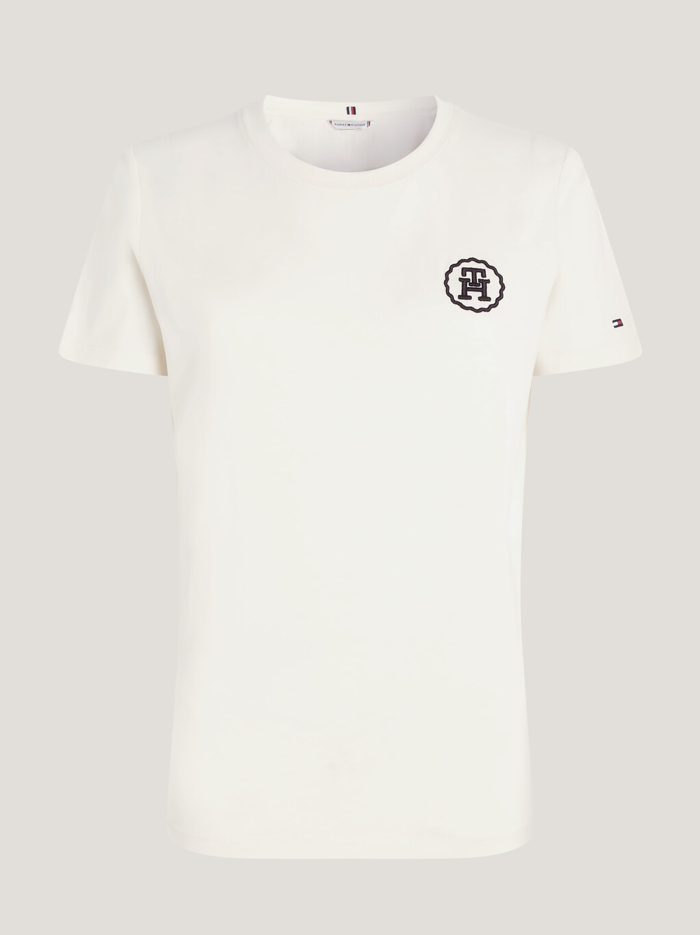現代同色系Logo刺繡 T 恤, Calico, hi-res