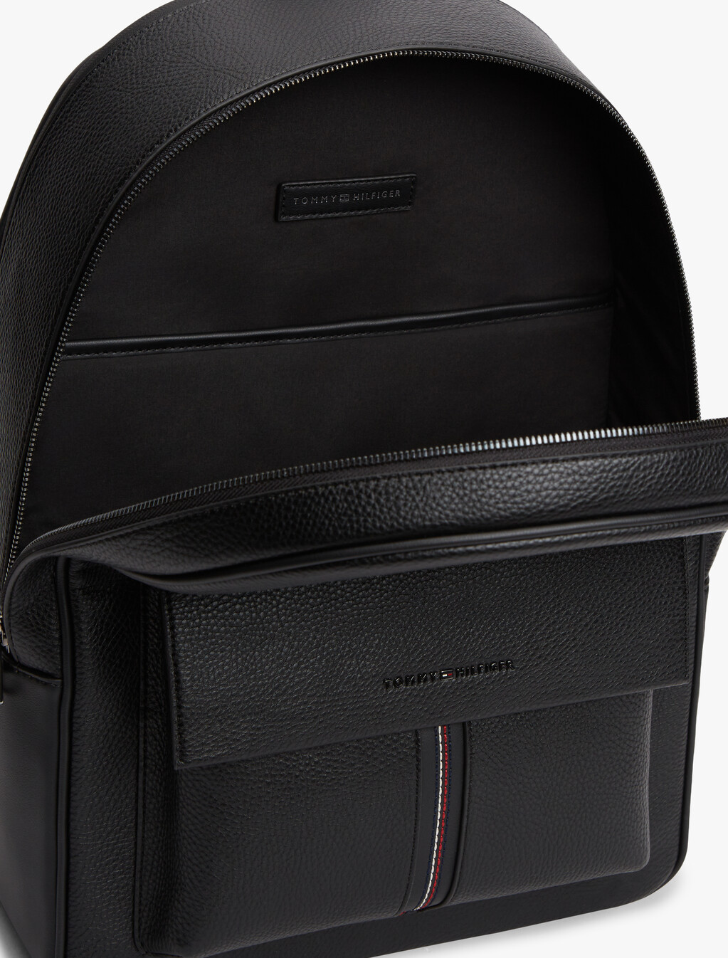 Flap Pocket Pebble Grain Dome Backpack, Black, hi-res