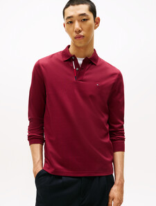 Mercerized Jacquard Polo, Deep Rouge, hi-res