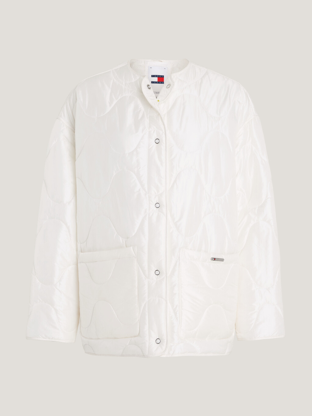 Collarless Padded Quilted Liner Jacket, Ancient White, hi-res