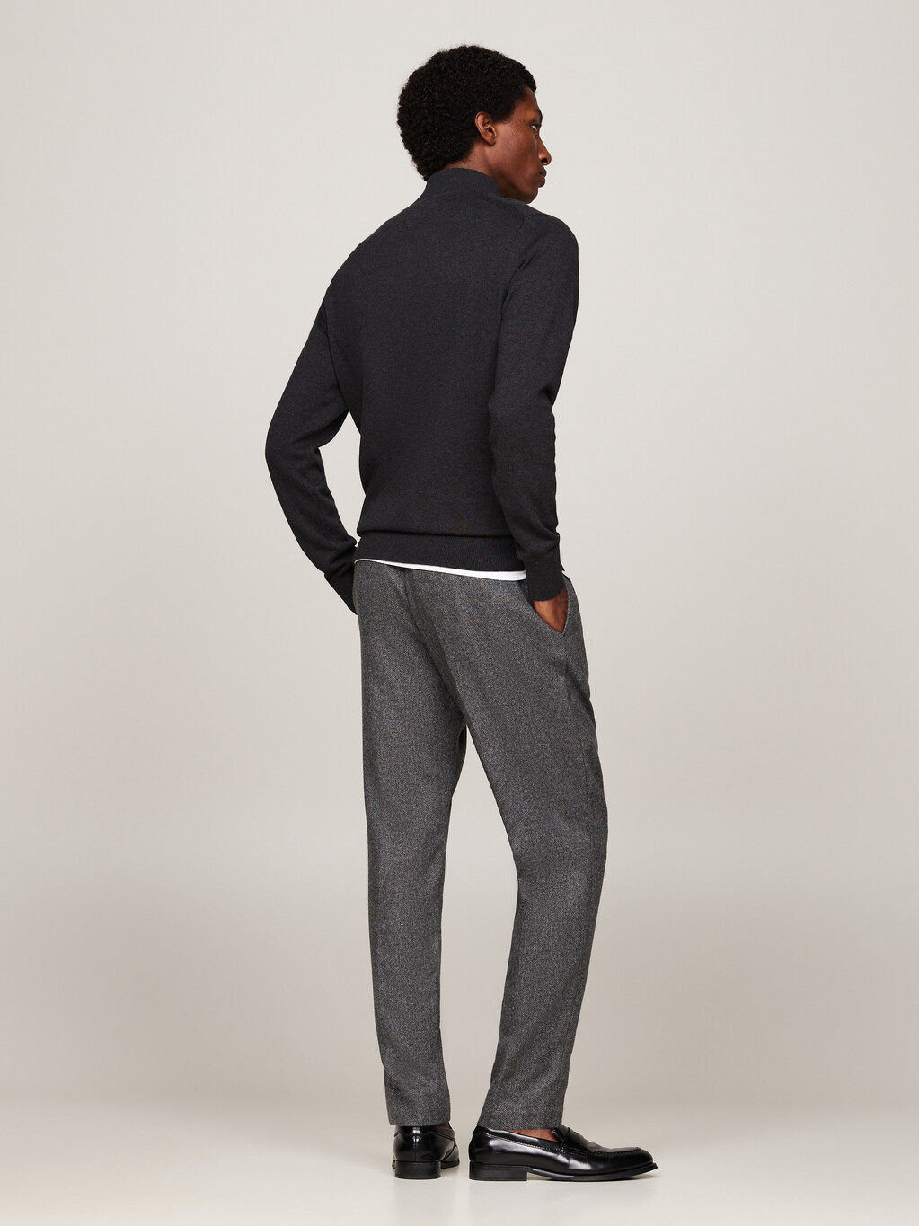 Zip-Neck Jumper, Dark Grey Heather, hi-res