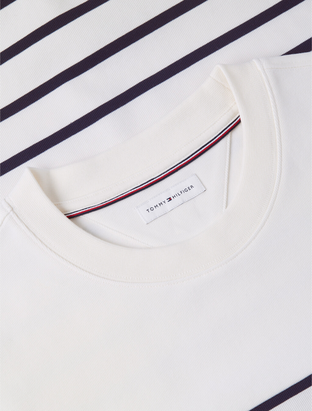 Jacquard Stripe Relaxed Crew Neck T-Shirt, Ivory Petal / Desert Sky, hi-res