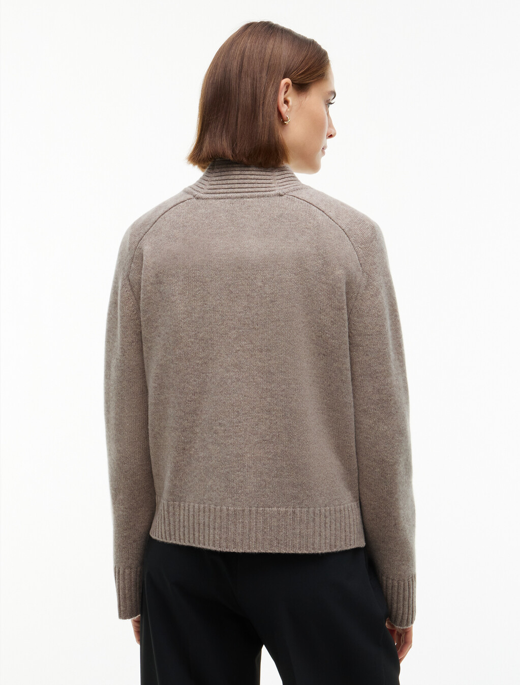 Cashmere Blend Relaxed V-Neck Cardigan, Soft Taupe Melange, hi-res