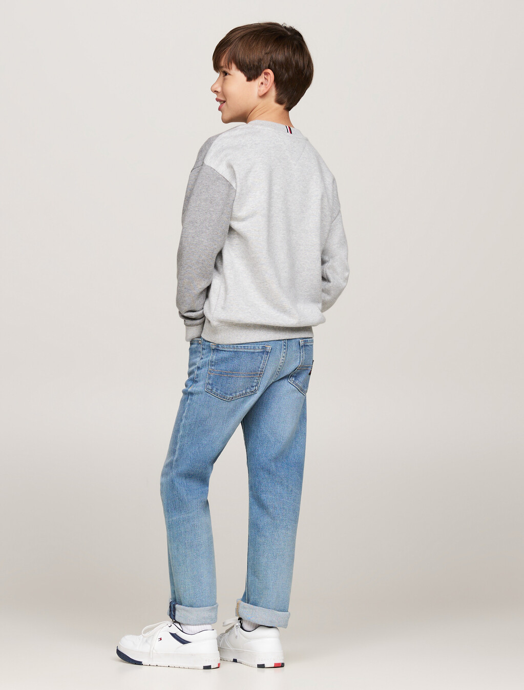 Boys Monotype Spliced Print Sweatshirt, Grey Heather Mix, hi-res