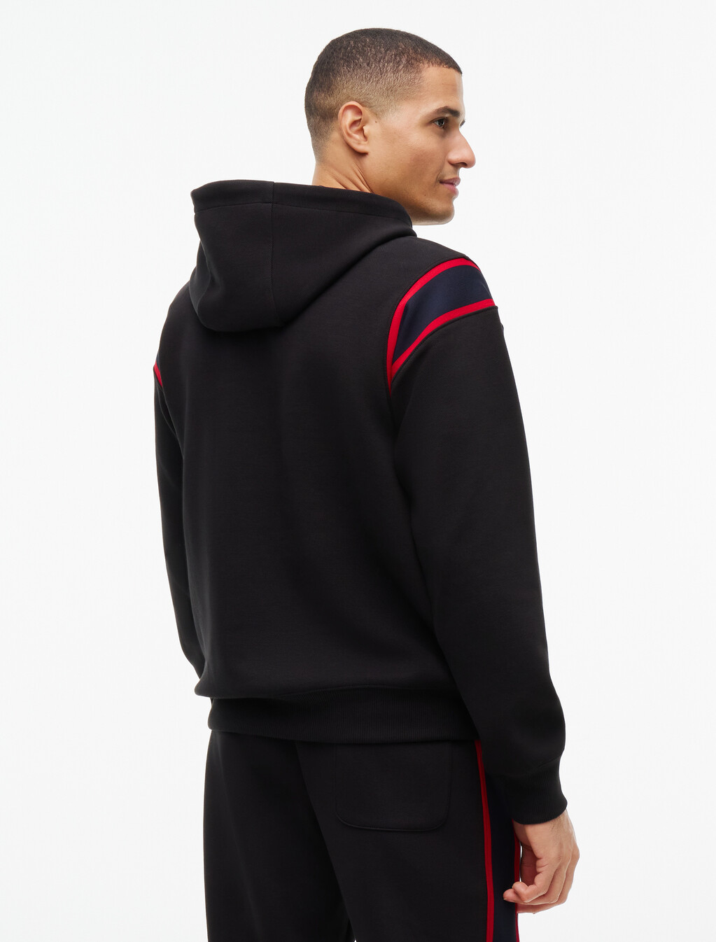 Varsity Logo Contrast Stripe Hoody, Black, hi-res