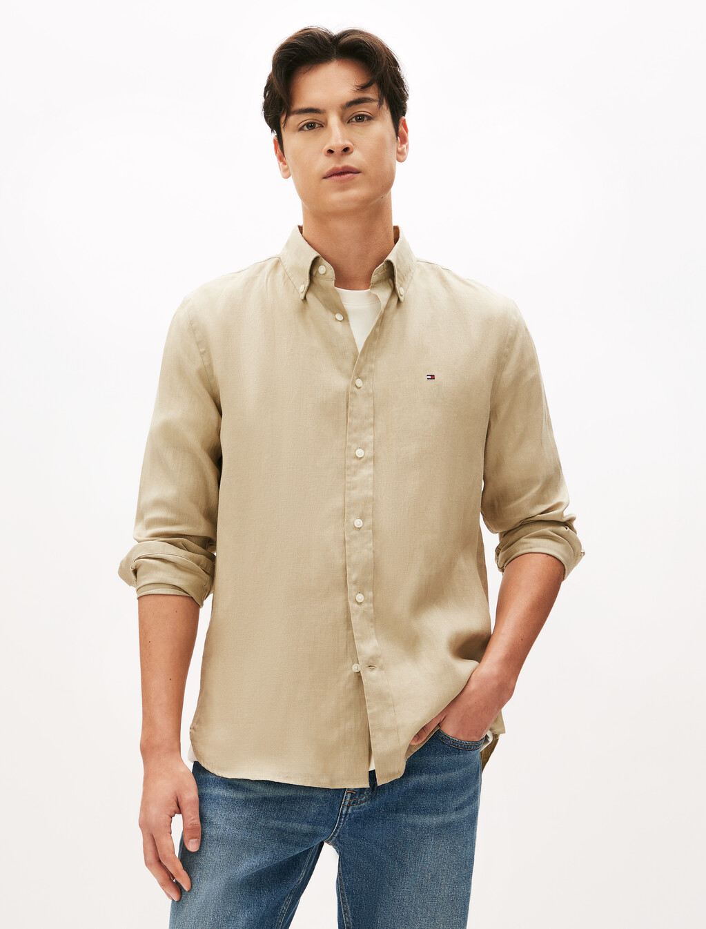 Premium Linen Shirt, Sandalwood, hi-res