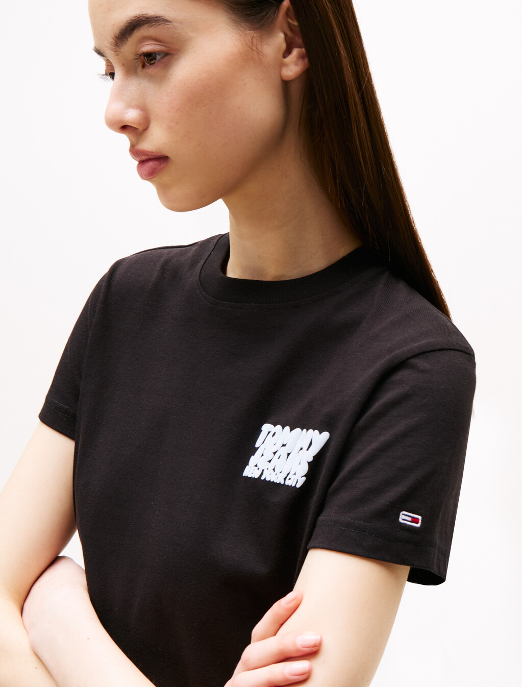 Bubble Logo Crew Neck T-Shirt, Black, hi-res