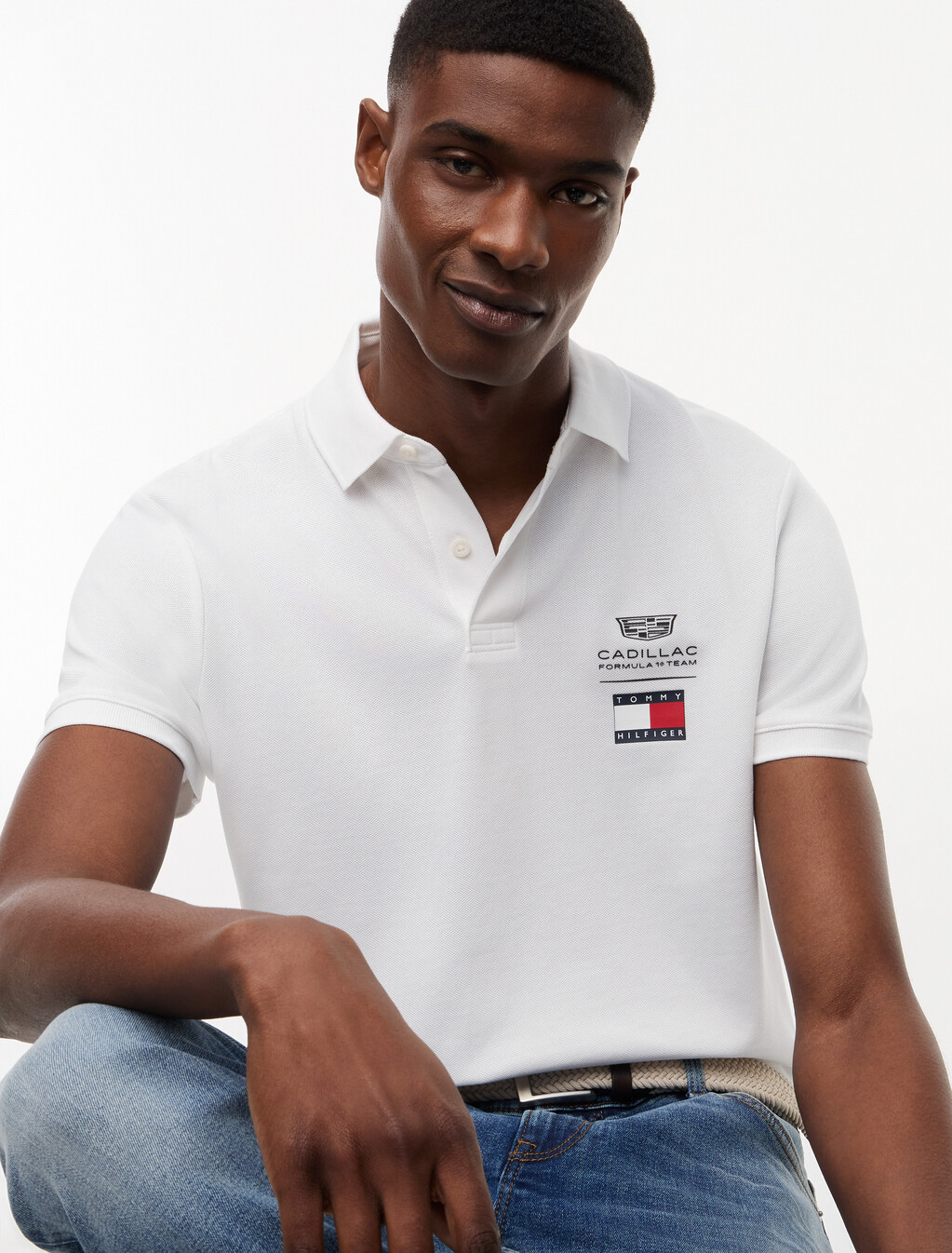 TH x Cadillac Formula 1&reg; 車隊標誌 Polo T恤, White, hi-res