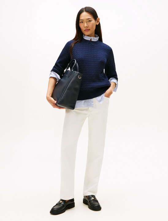 Fine Cable Knit Crew Neck Jumper