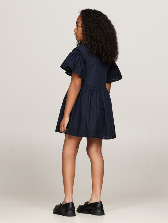 Broderie Anglaise Bell Sleeve Flare Dress