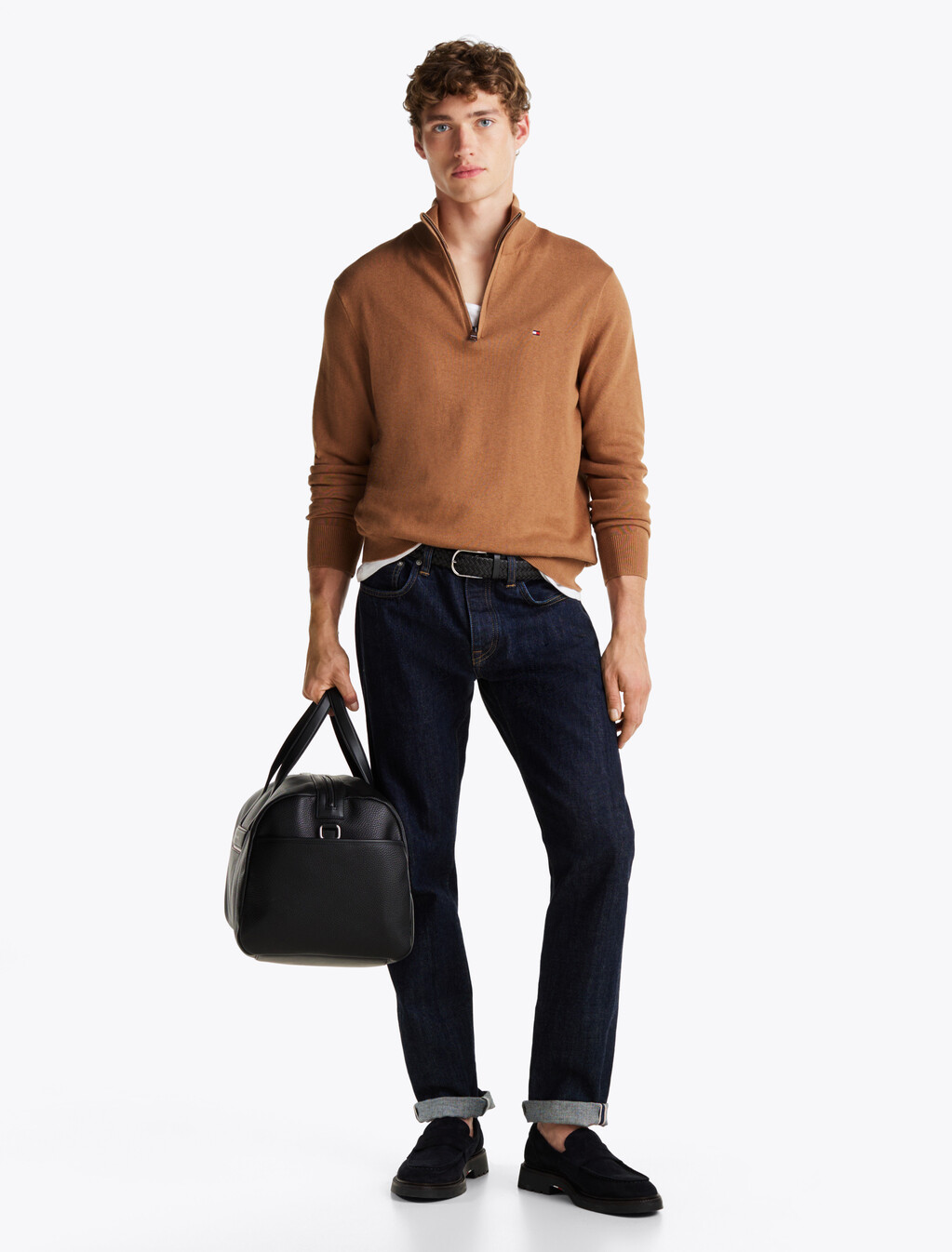 Zip-Neck Jumper, Safari Canvas, hi-res