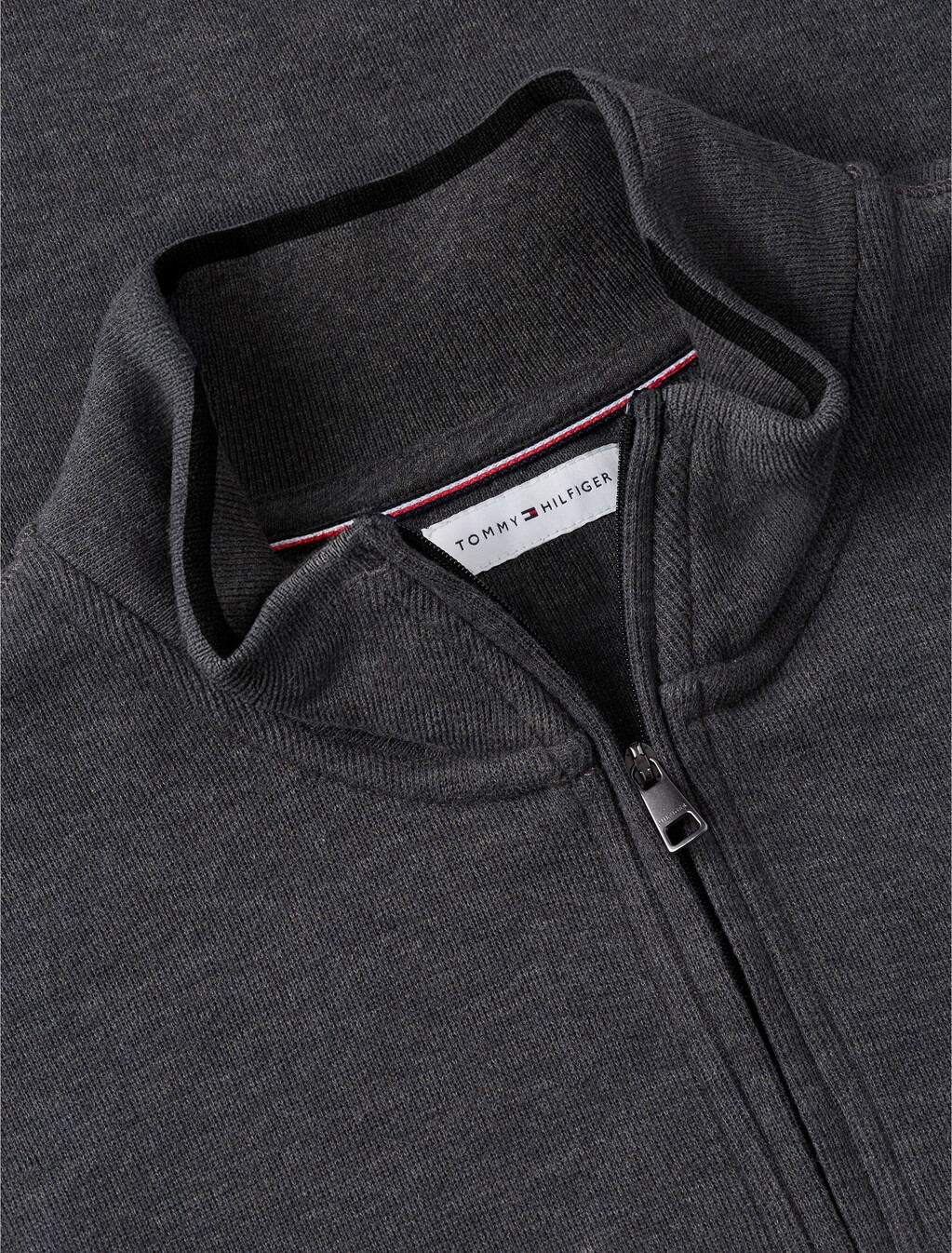 French Rib Knit 1/4 Zip Sweater, Charcoal Heather, hi-res