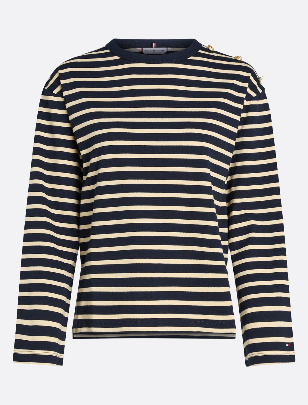 金色鈕扣條紋 T 恤, Breton Stp Desert Sky/ Ivory, hi-res