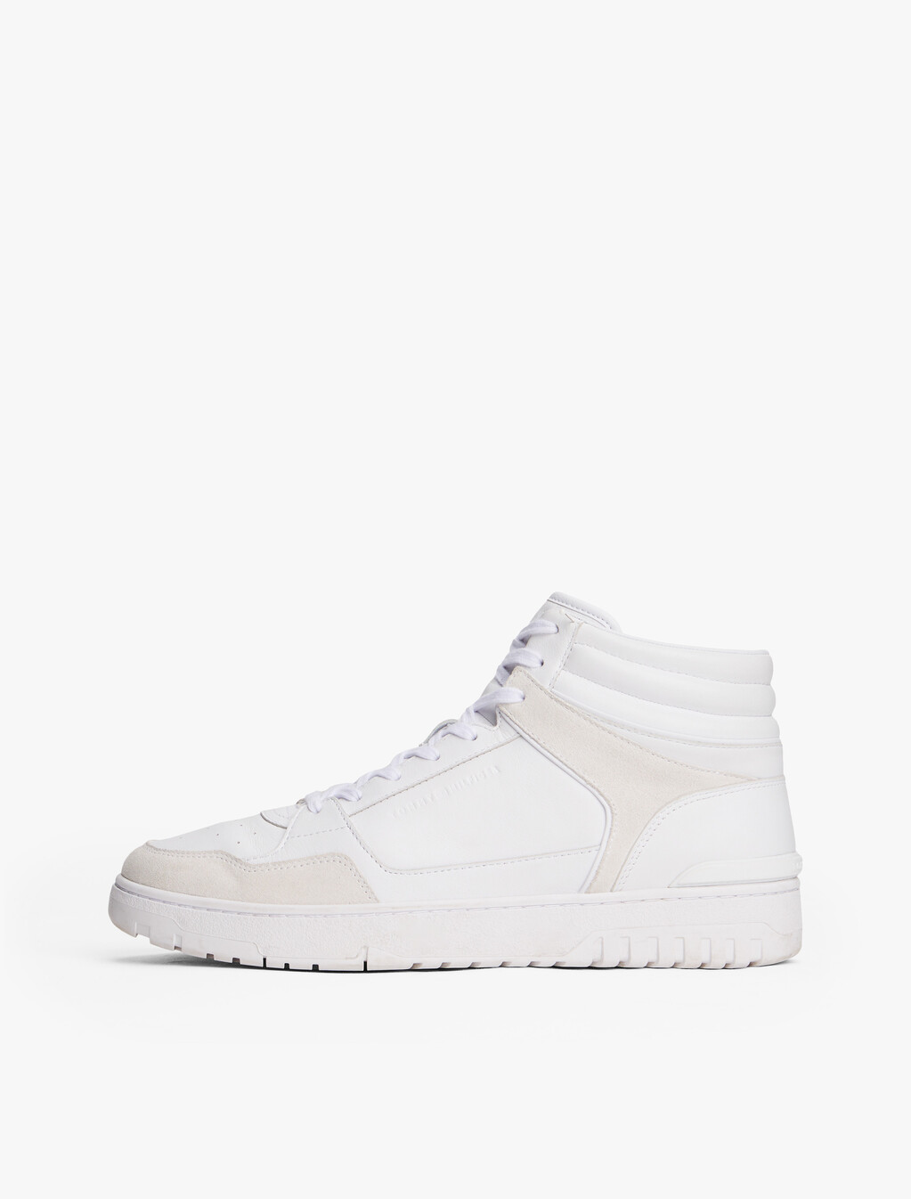 The Runway Collection Leather Mid-Top Basketball Trainers, White, hi-res