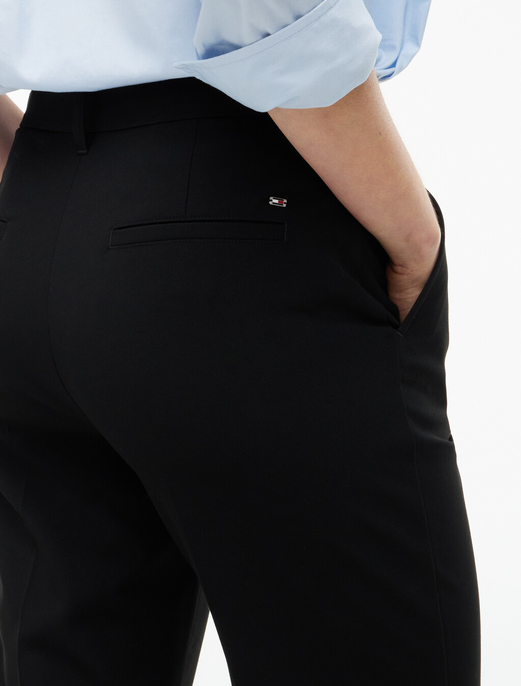 Travel Slim Straight Leg Trousers, Black, hi-res