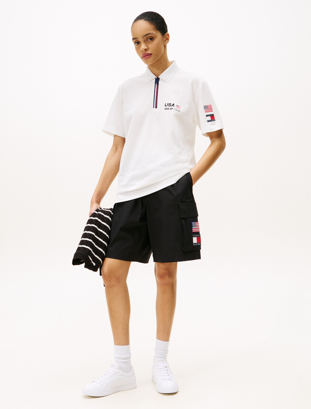 Tommy x U.S. Sail GP Team Pique Relaxed Fit Polo Shirt, Ecru, hi-res