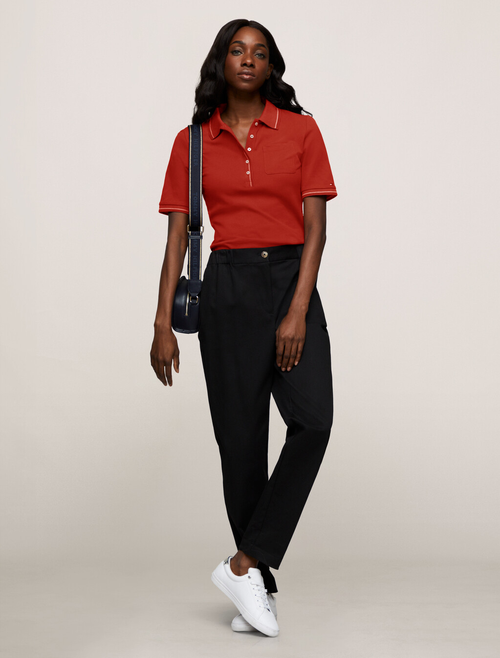Tipped Slim Fit Patch Pocket Polo, Dark Magma, hi-res