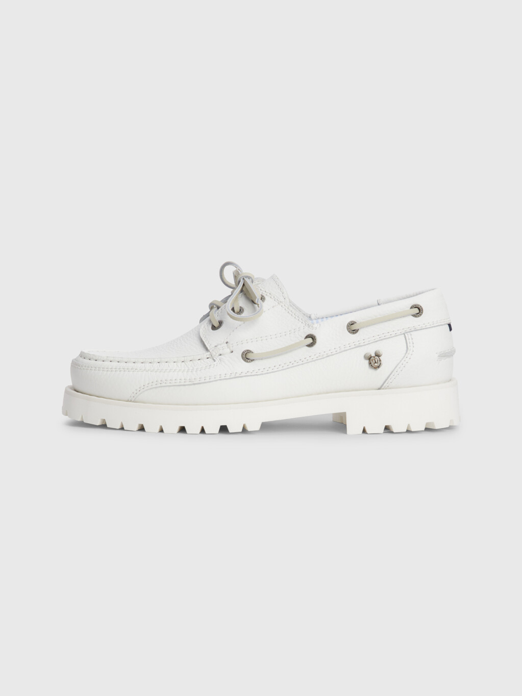 Disney X Tommy Leather Cleat Boat Shoes, Ecru, hi-res
