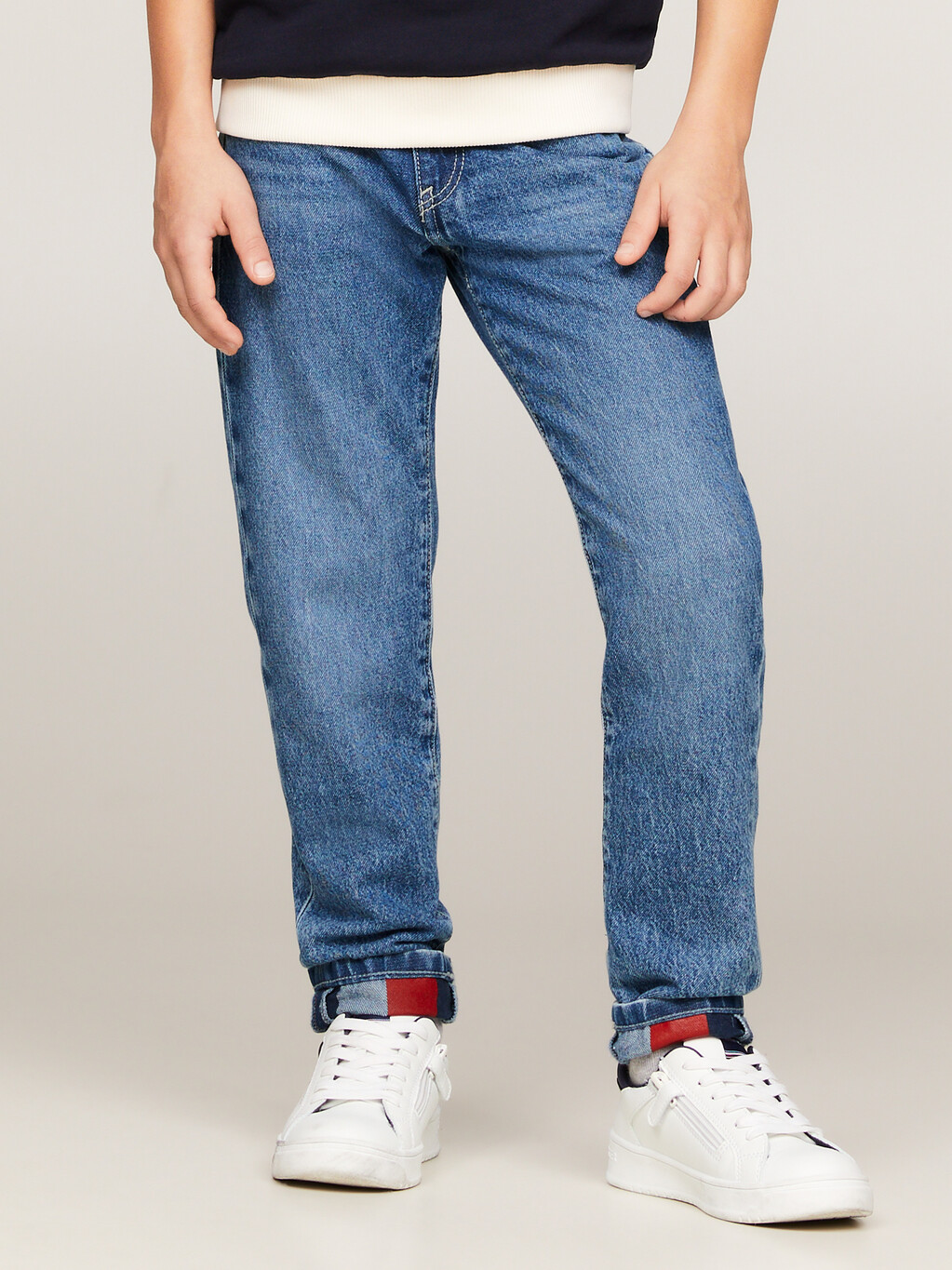 Modern Straight Signature Turn-Up Jeans, Saltandpepper, hi-res