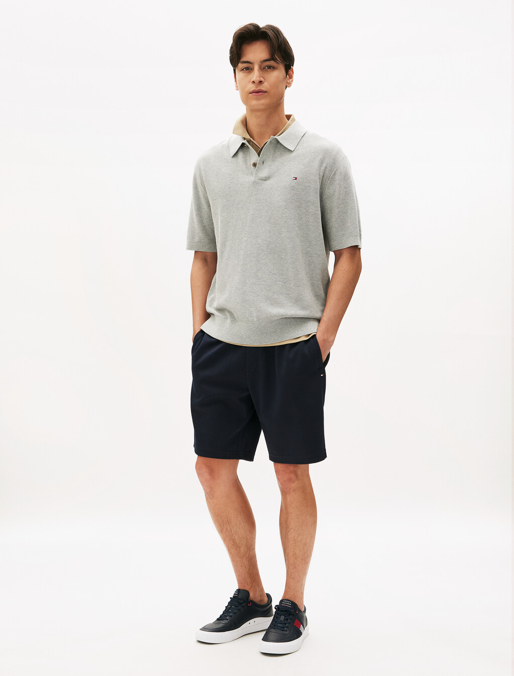 Texture Placket Polo Shirt, Sandalwood, hi-res
