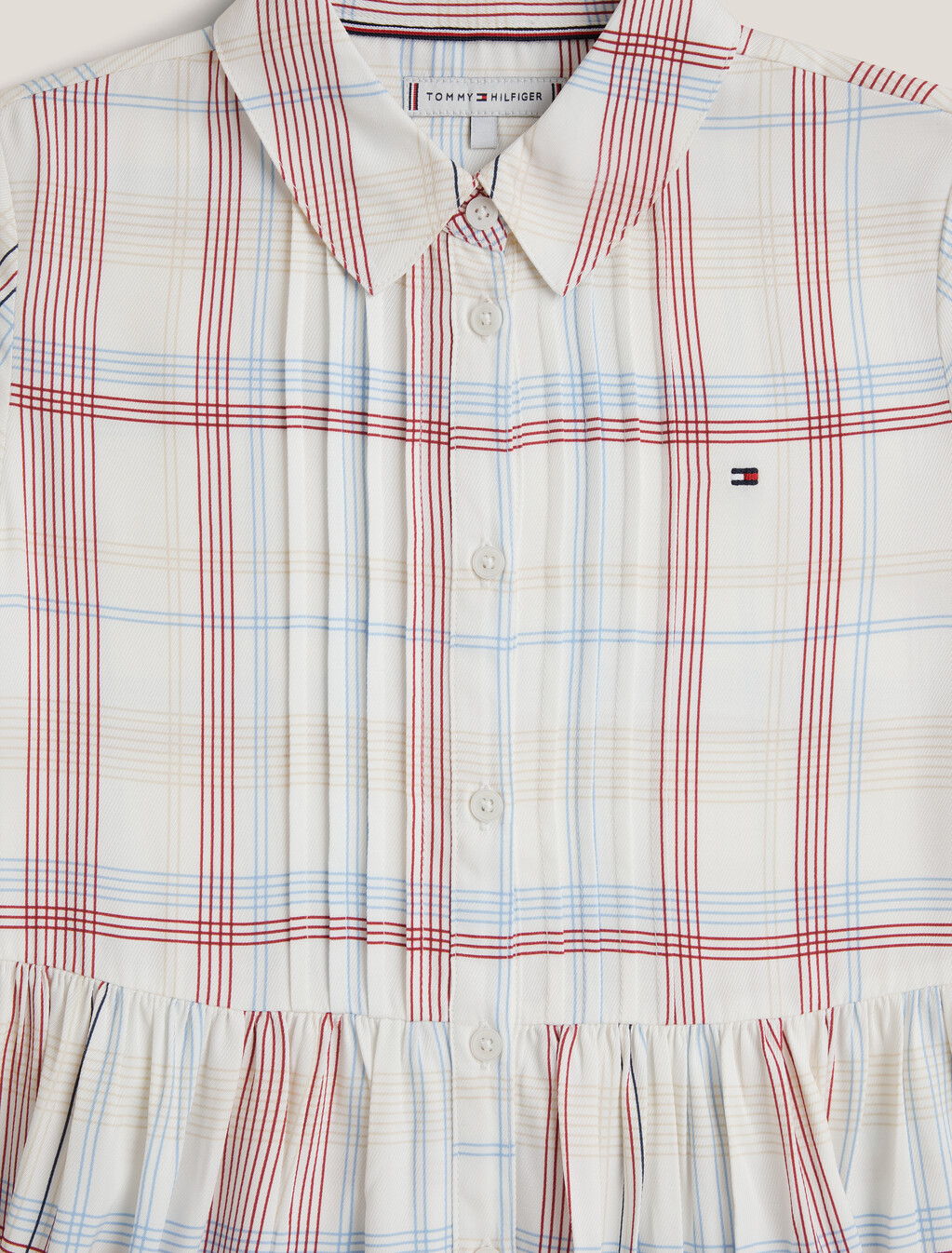 Girls Check Viscose Shirt Dress, Ancient White Check Allover, hi-res