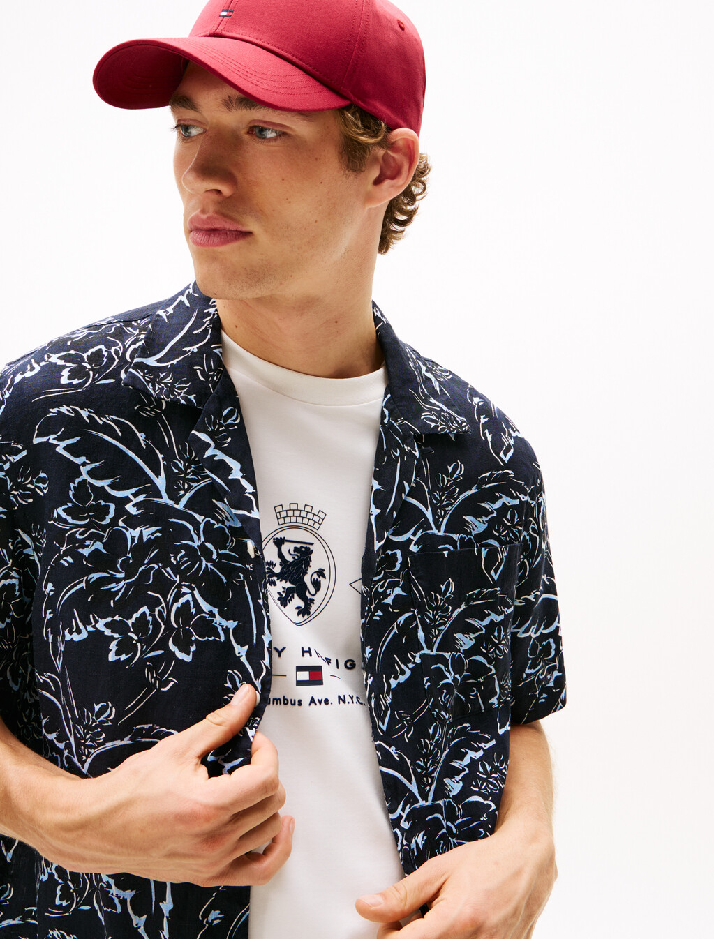 Botanical Print Linen Shirt, Desert Sky / Allover, hi-res