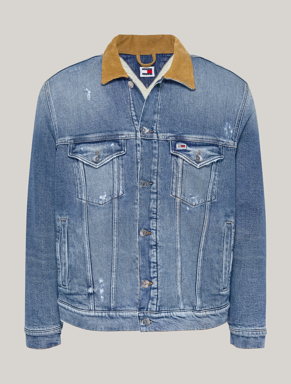 Ryan Distressed Denim Trucker Jacket, Denim Medium, hi-res
