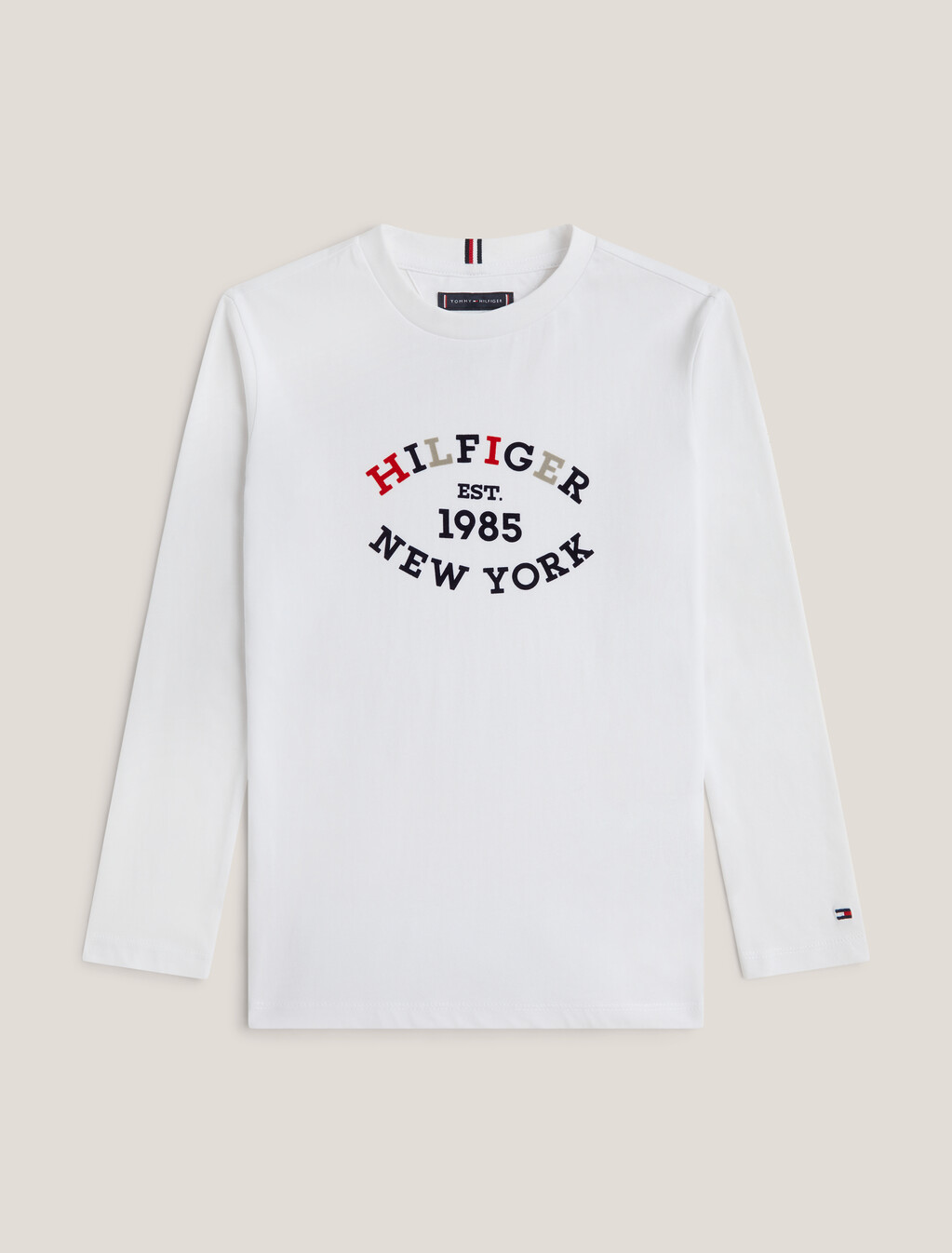 男童裝 Hilfiger Monotype 植絨標誌 T 裇, White, hi-res