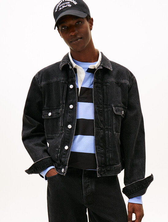 Pleated Cotton Lyocell Denim Jacket