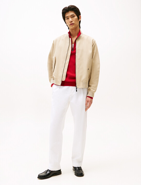 Smart Casual Linen Blend Bomber Jacket