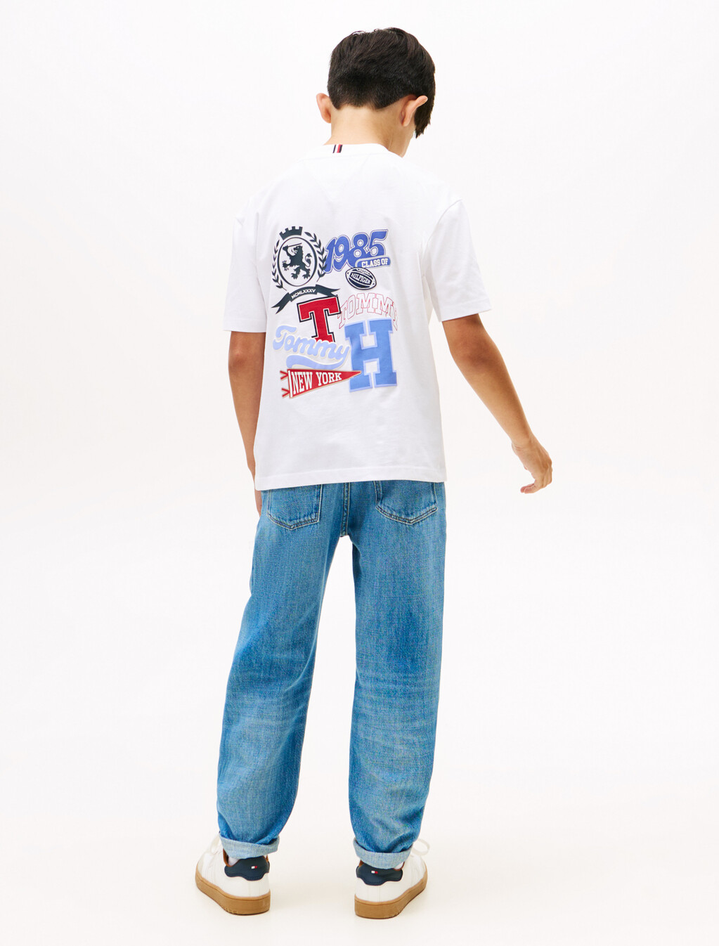 Varsity Multi Badge Print T-Shirt, White, hi-res
