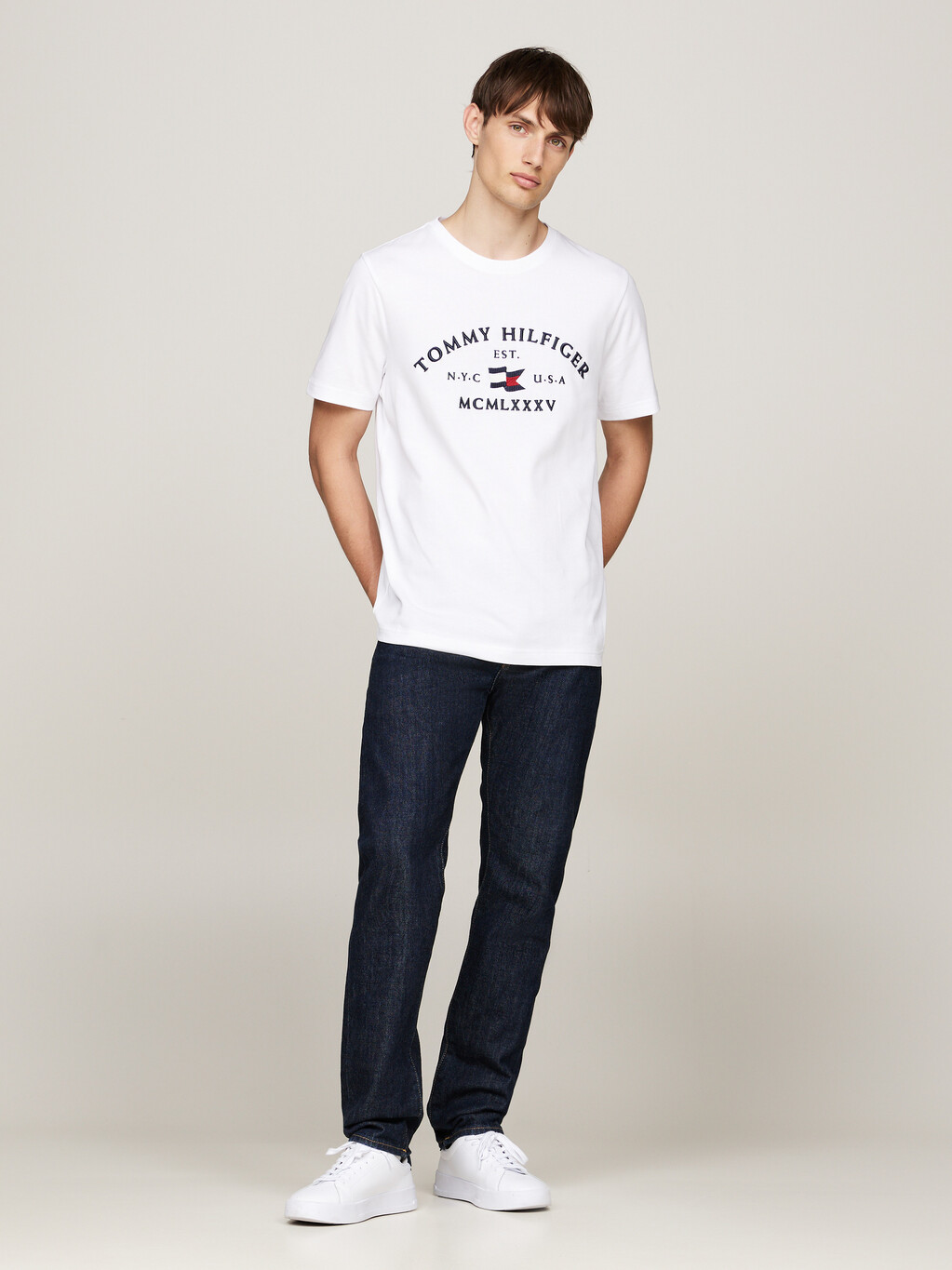 Logo Embroidery T-Shirt, White, hi-res