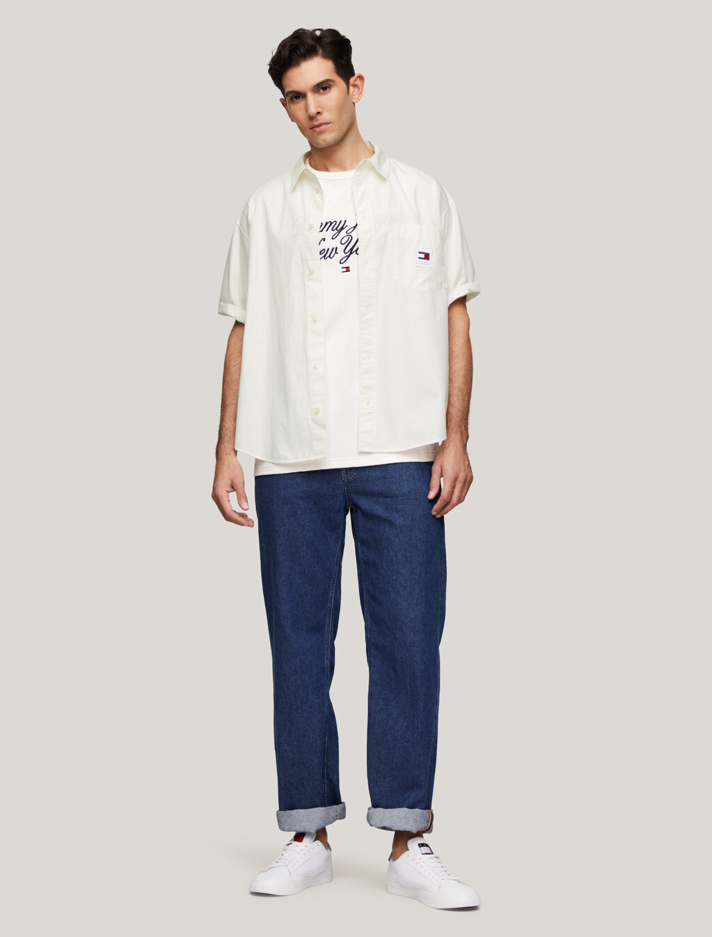 Poplin Overshirt, Ancient White, hi-res