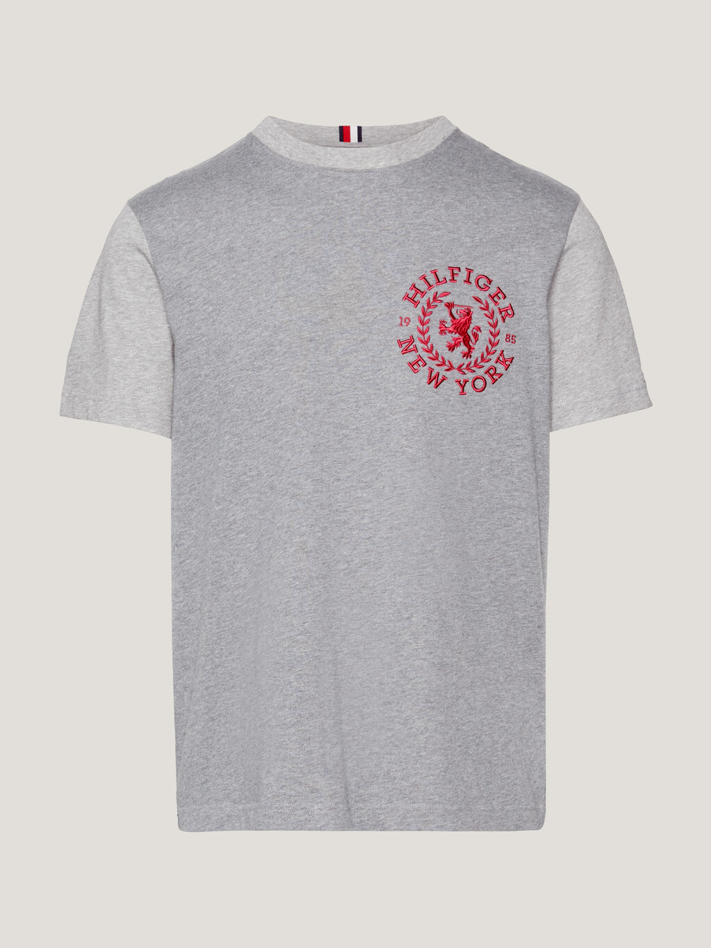 平紋針織徽章Logo T 恤, Medium Grey Heather/Multi, hi-res
