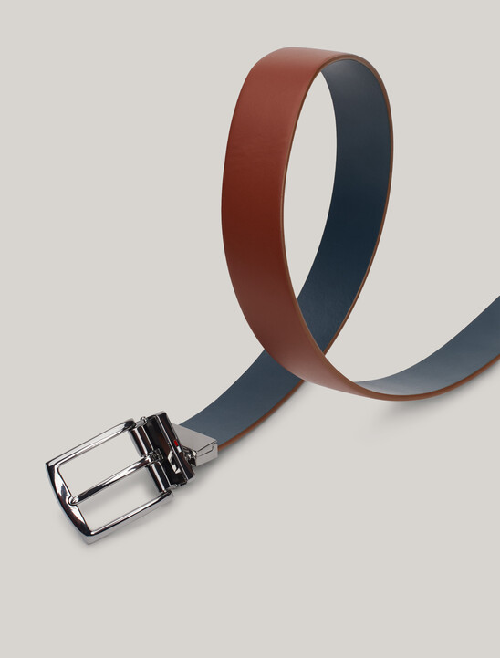 Denton Reversible Square Buckle Leather Belt, Military Denim / Tan Denton Reversible Square Buckle Leather Belt