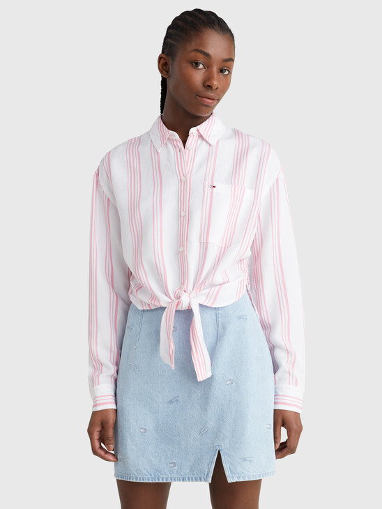 TIE-FRONT STRIPE SHIRT TIE-FRONT STRIPE SHIRT