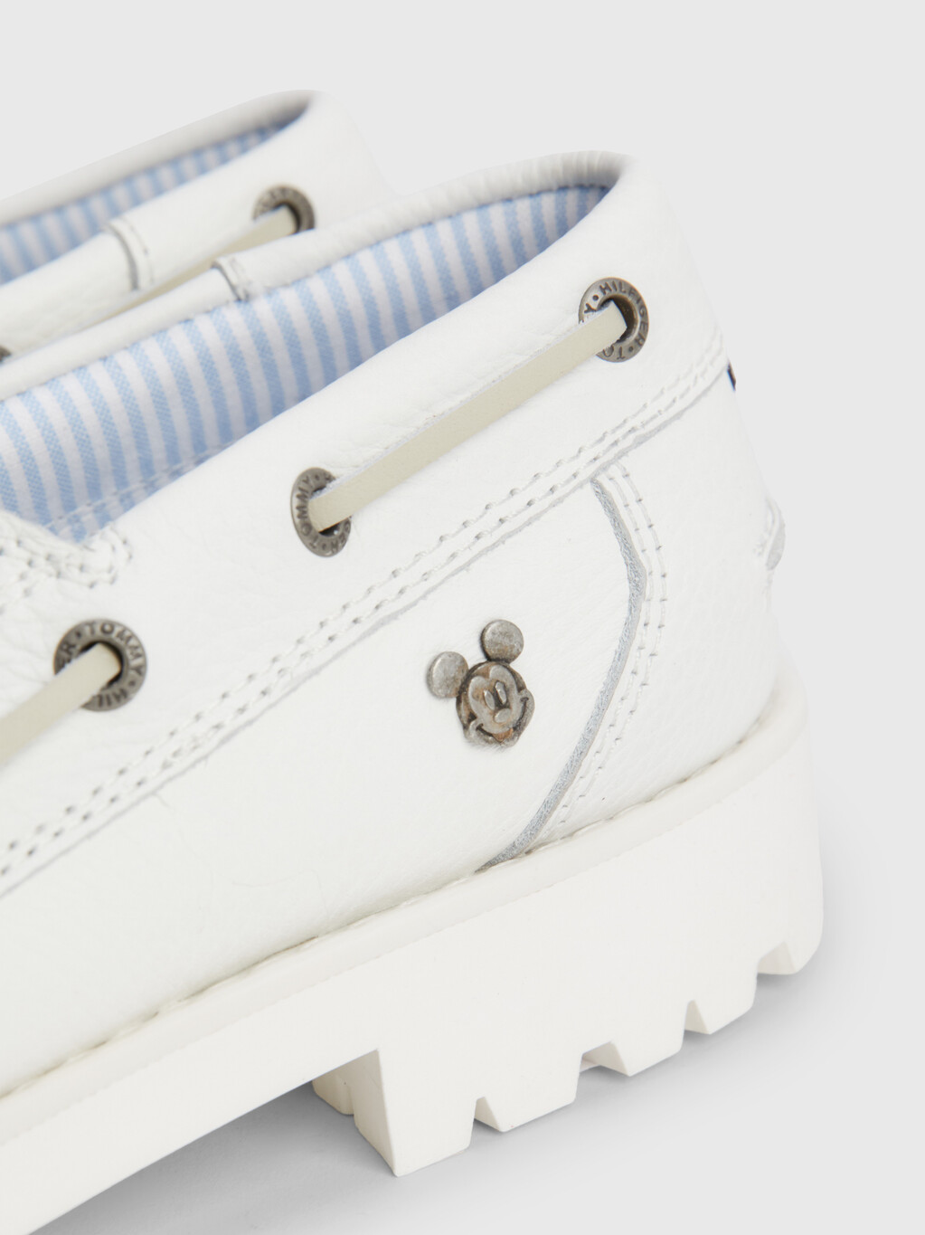 Disney X Tommy Leather Cleat Boat Shoes, Ecru, hi-res