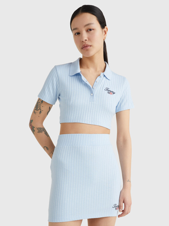 TOMMY JEANS SUPER CROPPED RIB KNIT POLO