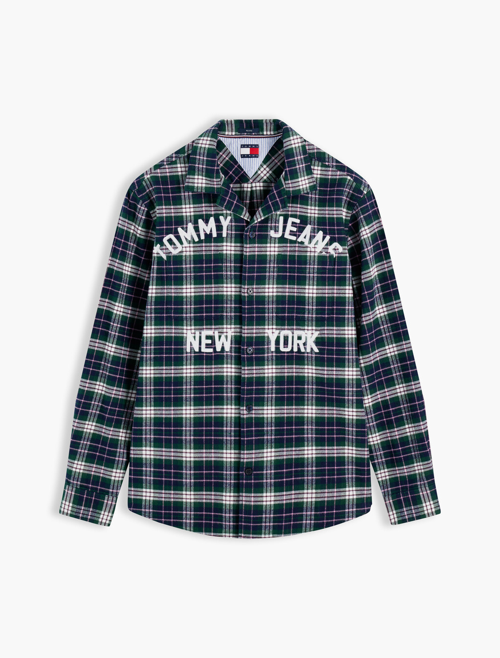 Relaxed Fit Logo Embroidery Flannel Shirt, Velvet Green Check, hi-res