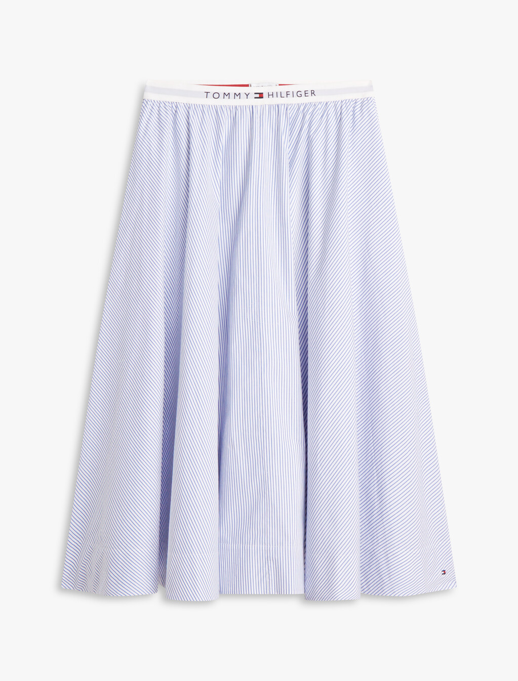 Logo Waistband Midi A-Line Skirt, Misty Lazuli Blue Stripe, hi-res