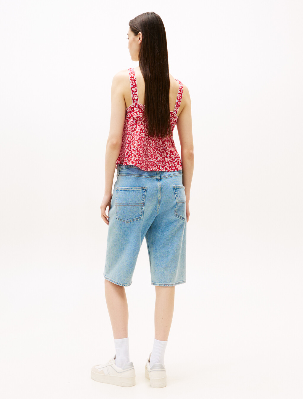 Sleeveless Girlcore Blouse, Red / Small Flowers, hi-res